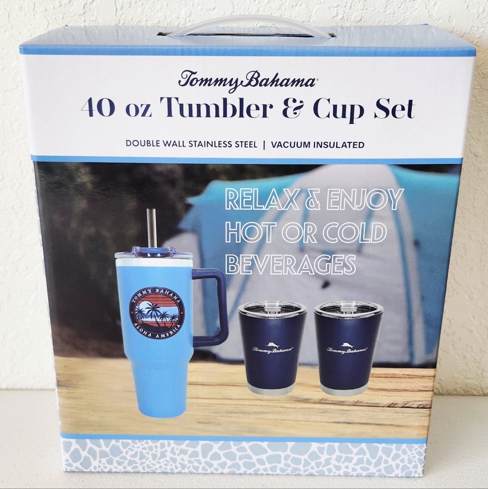 Tommy Bahama Tumbler & Cups Set